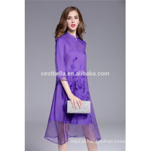 Alta qualidade elegante formal seda outono primavera vestido casual 2016